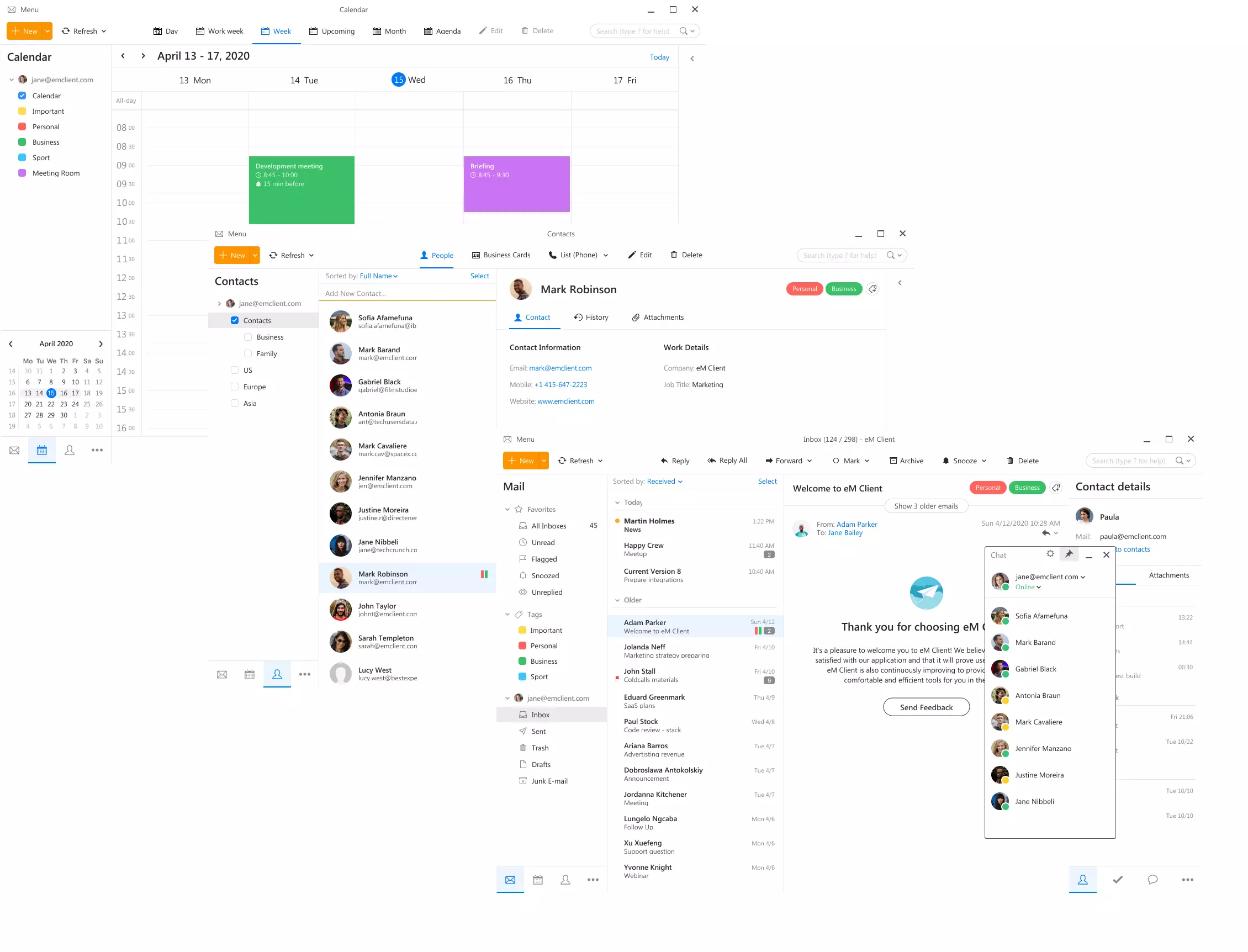 eM Client — kalendarz i interfejs